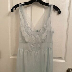 Trillium Lingerie Vintage Pale Blue Nylon Sheer Nightgown Size 34